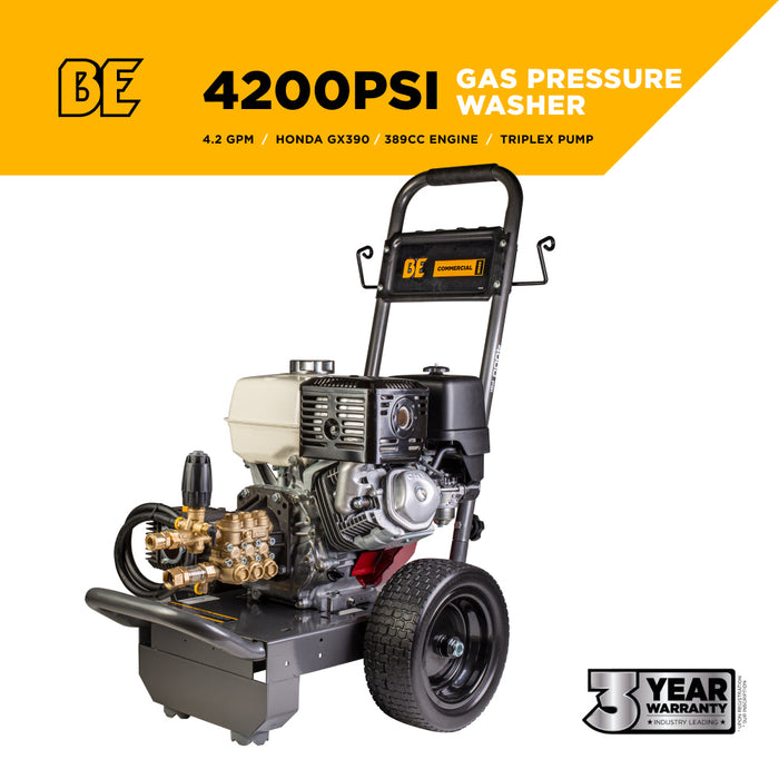 BE Power Equipment 4,200 PSI 4.2 GPM Cold Water Gas Pressure Washer - B4213HCS