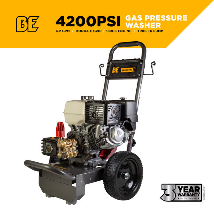 BE Power Equipment 4,200 PSI 4.0 GPM Cold Water Gas Pressure Washer - B4213HC