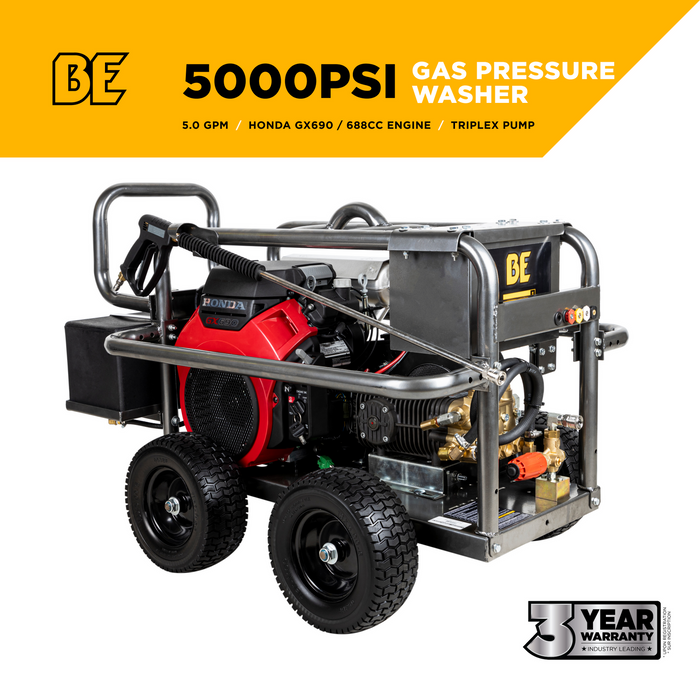 Be Power Equipment 5,000 PSI 5.0 GPM Cold Water Gas Pressure Washer - PE-5024HWEBCOM