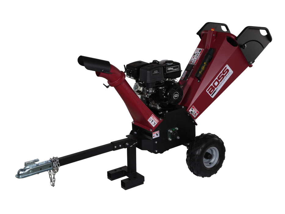 Boss Industrial 5 Inch 14hp Gas Powered Chipper Shredder with Dual Belt drive, Extended Axle and Tow Hitch CGR50
