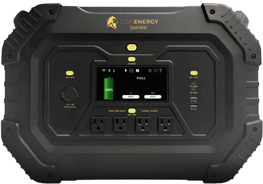 Lion Safari Portable Generator 1612Wh LiFePO4 3000W AC 2 USB-A 2 USB-C / PD 60W 50170137
