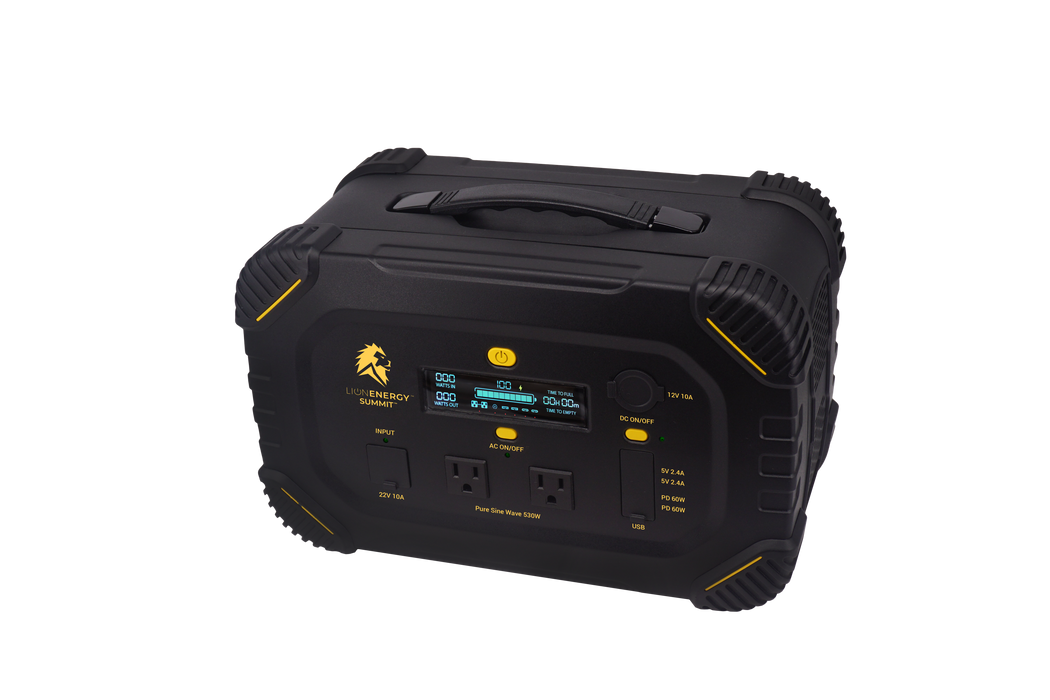 Lion Summit Portable Generator, 665Wh LiFePO4, 500W AC, 150W MPPT, 2 USB-C/PD 60W 50170208
