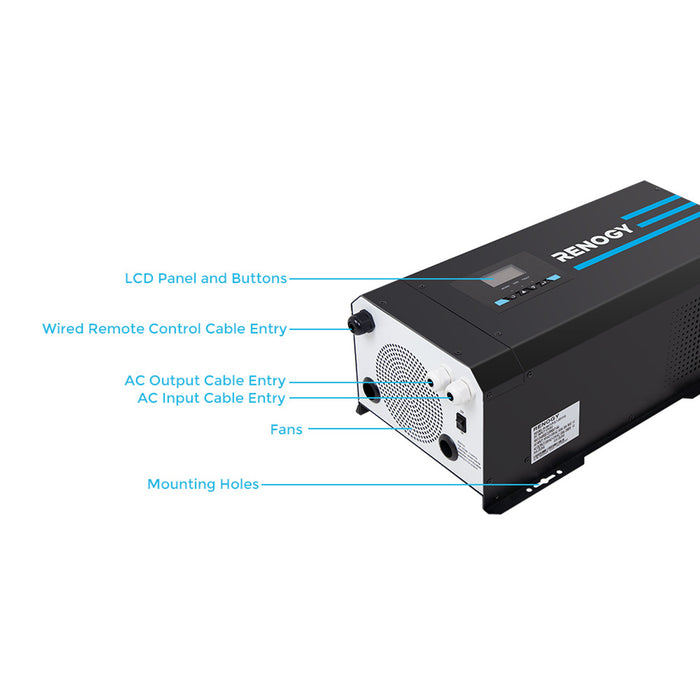 Renogy R-INVT-PCL1-30111S-US 3000W 12V Pure Sine Wave Inverter Charger w/ LCD Display