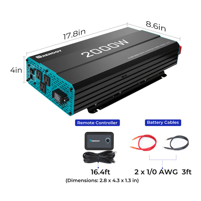 Renogy RNG-INVT-2000-12V-P2-G2-US 12V PURE SINE WAVE INVERTER