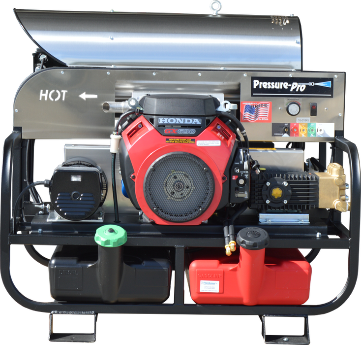 Pressure-Pro Pro-Super Skid W/ 115 Volt, 2500 Watt, 20 Amp Generator 3000 PSI 8 GPM Gas Skid Hot Water Pressure Washer Honda GX690 General Pump 8115PRO-40KG