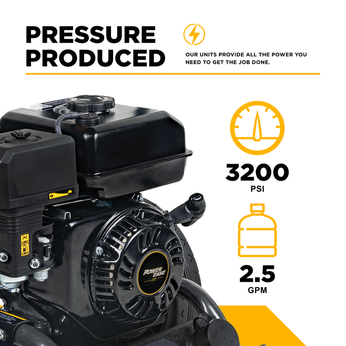 Be Power Equipment 3,200 PSI 2.5 GPM Cold Water Gas Pressure Washer with Powerease 212cc Engine and CP Axial Pump BE327PX