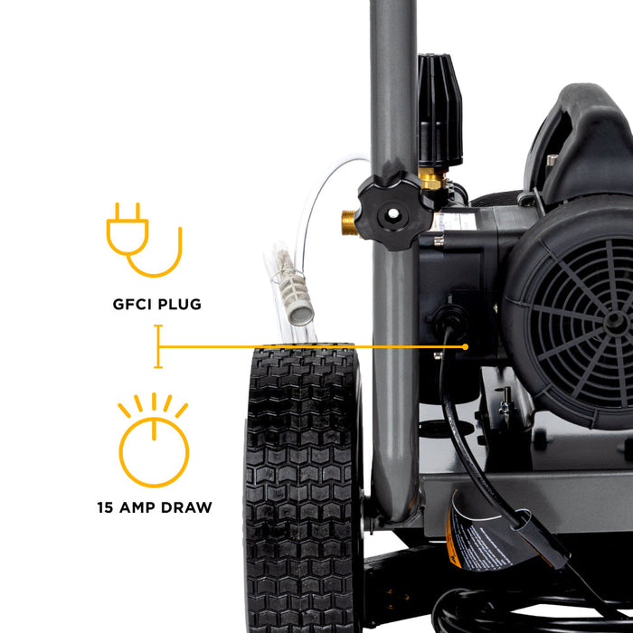 Be Power Equipment 1,500 PSI 1.6 GPM 1.5 HP Electric Pressure Washer with Powerease Motor and Triplex Pump - B1515EN