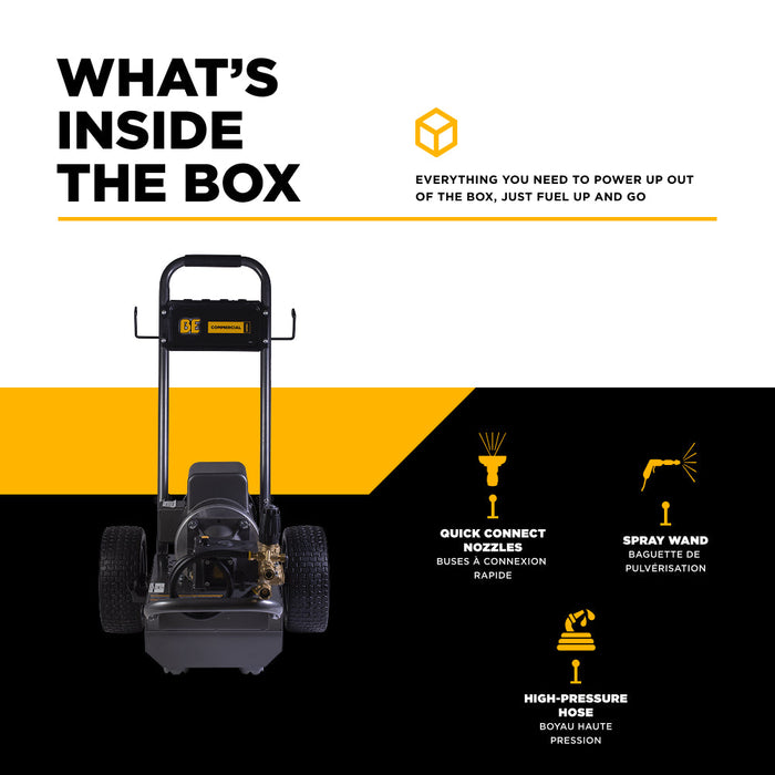 Be Power Equipment 2,000 PSI 4.0 GPM Cold Water Electric Pressure Washer with Baldor Motor and CP Triplex Pump - B205EA