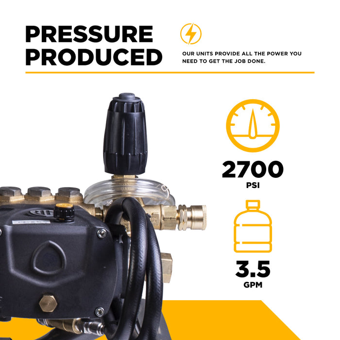 Be Power Equipment 2,700 PSI 4.0 GPM Cold Water Electric Pressure Washer with Baldor Motor and CP Triplex Pump - B2775E3AHE