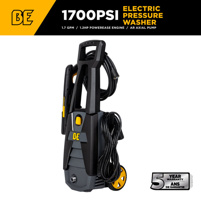 Be Power Equipment 1,700 PSI 1.7 GPM Electric Power Washer with Powerease Motor and AR Axial Pump - P1715EN