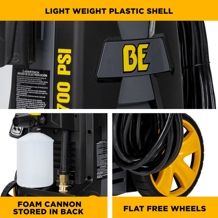 Be Power Equipment 1,700 PSI 1.7 GPM Electric Power Washer with Powerease Motor and AR Axial Pump - P1715EN