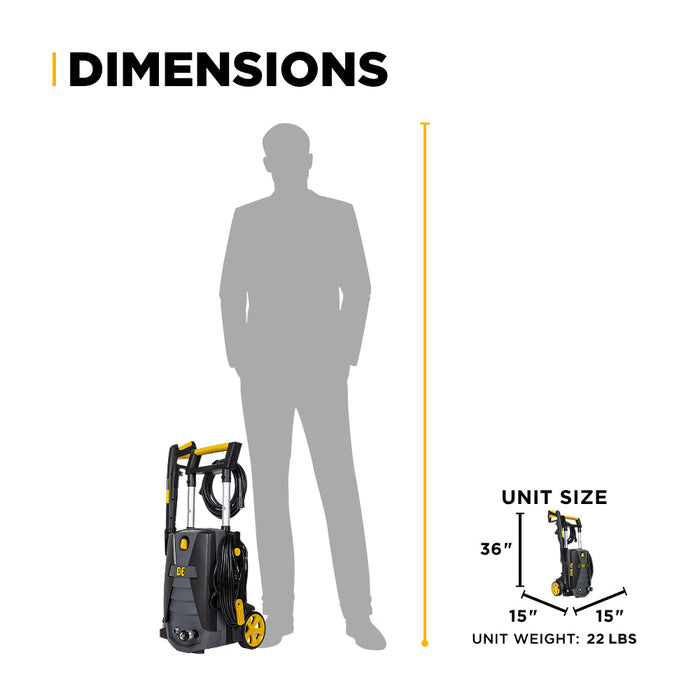 Be Power Equipment 2,000 PSI 1.7 GPM Cold Water Corded Electric Pressure Washer - P1915EN