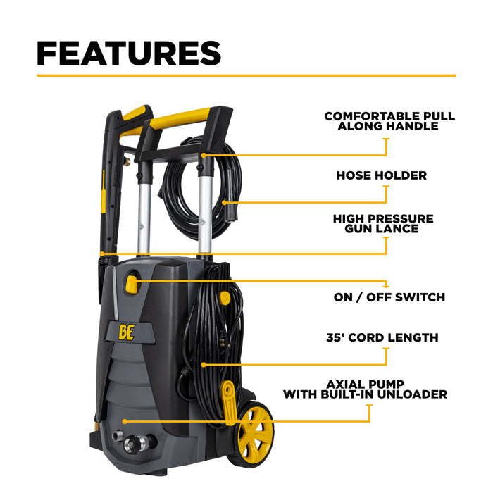 Be Power Equipment 2,000 PSI 1.7 GPM Cold Water Corded Electric Pressure Washer - P1915EN