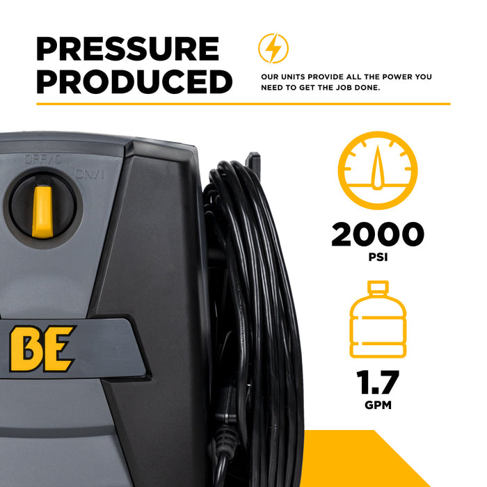 Be Power Equipment 2,000 PSI 1.7 GPM Cold Water Corded Electric Pressure Washer - P1915EN