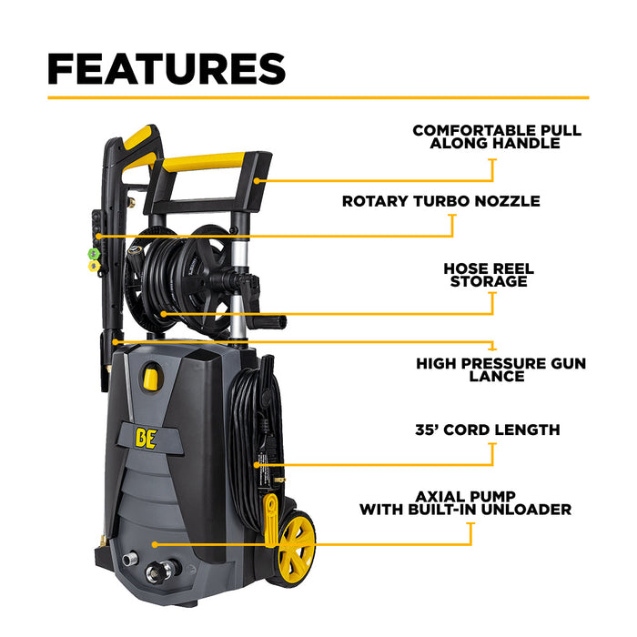 Be Power Equipment 2,150 PSI 1.6 GPM Cold Water Corded Electric Pressure Washer - P2115EN