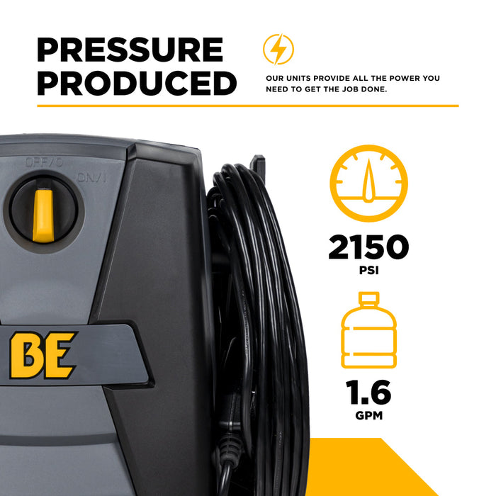 Be Power Equipment 2,150 PSI 1.6 GPM Cold Water Corded Electric Pressure Washer - P2115EN