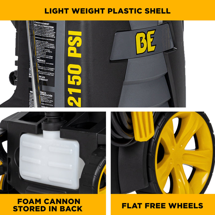 Be Power Equipment 2,150 PSI 1.6 GPM Cold Water Corded Electric Pressure Washer - P2115EN