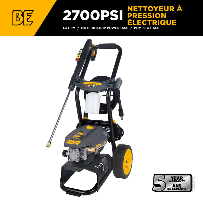 Be Power Equipment 2,700 PSI 1.3 GPM Cold Water Corded Electric Pressure Washer - P2713EN