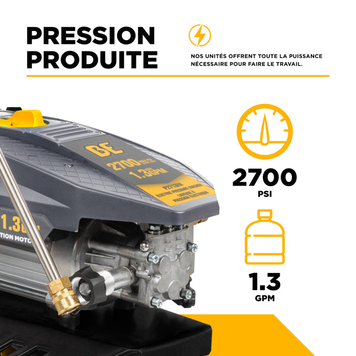 Be Power Equipment 2,700 PSI 1.3 GPM Cold Water Corded Electric Pressure Washer - P2713EN