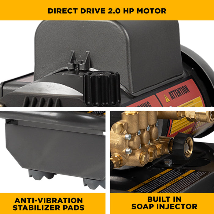 Be Power Equipment 1,500 PSI 2.0 GPM Cold Water Electric Pressure Washer with Baldor Motor and CP Triplex Pump - PE-1520EW1A