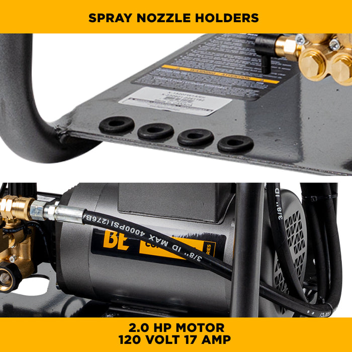 Be Power Equipment 1,500 PSI 2.0 GPM Wall Mount Cold Water Electric Pressure Washer with Baldor Motor and CP Triplex Pump - X-1520FW1ARH