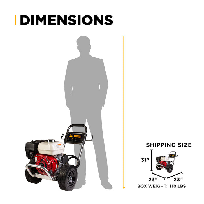 Be Power Equipment 3,100 PSI 3.1 GPM Cold Water Gas Pressure Washer with Honda GX200 Engine and CP Triplex Pump on Aluminum Frame - B3165HAAS