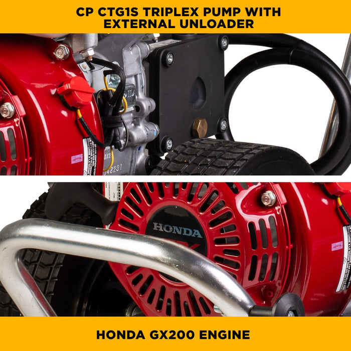 Be Power Equipment 4,200 PSI 4.2 GPM Cold Water Gas Pressure Washer with Honda GX390 Engine and CP Triplex Pump on Aluminum Frame - B4213HAAS