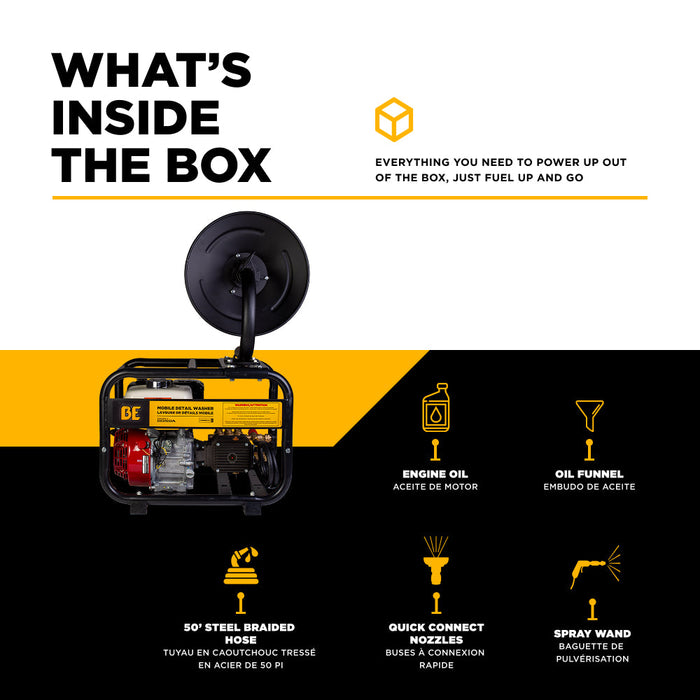 Be Power Equipment 3,100 PSI 3.1 GPM Cold Water Gas Pressure Washer with Honda GX200 Engine and CP Triplex Pump on Roll Cage Frame with Hose Reel - B3165HRAS