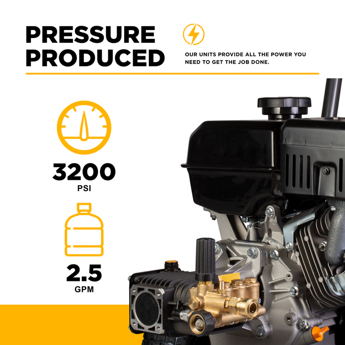 Be Power Equipment 3,200 PSI 2.5 GPM Cold Water Gas Pressure Washer Powerease 212CC Engine and CP Axial Pump - B327PX