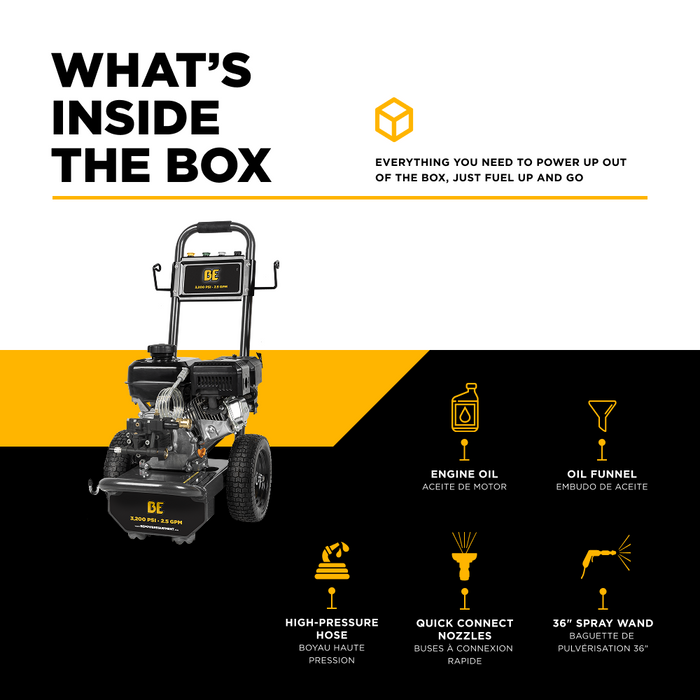 Be Power Equipment 3,200 PSI 2.5 GPM Cold Water Gas Pressure Washer Powerease 212CC Engine and CP Axial Pump - B327PX