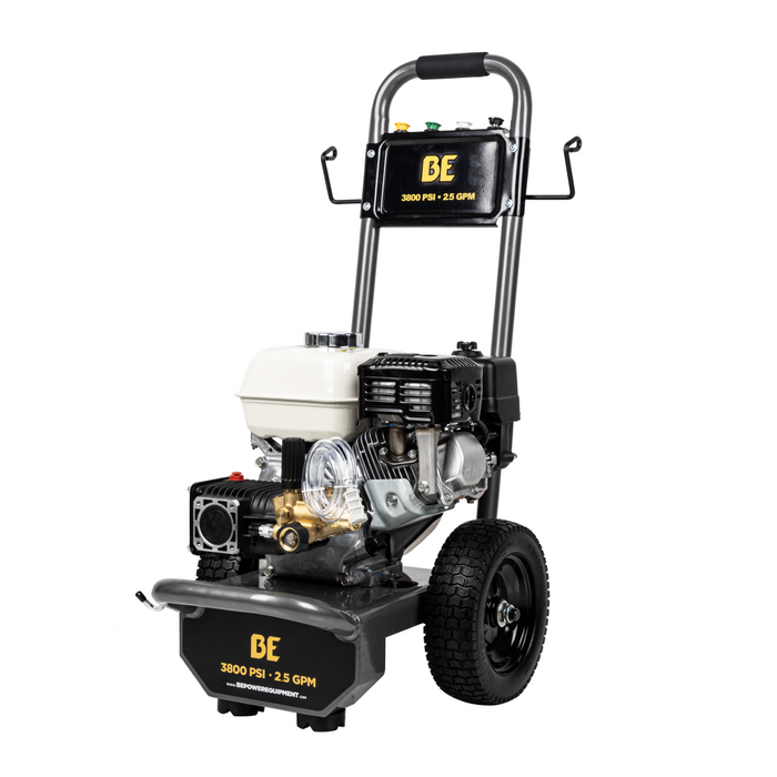 3,800 PSI 2.5 GPM Be Power Equipment Cold Water Gas Pressure Washer with Honda GX200 Engine and CP Triplex Pump - B3865HA