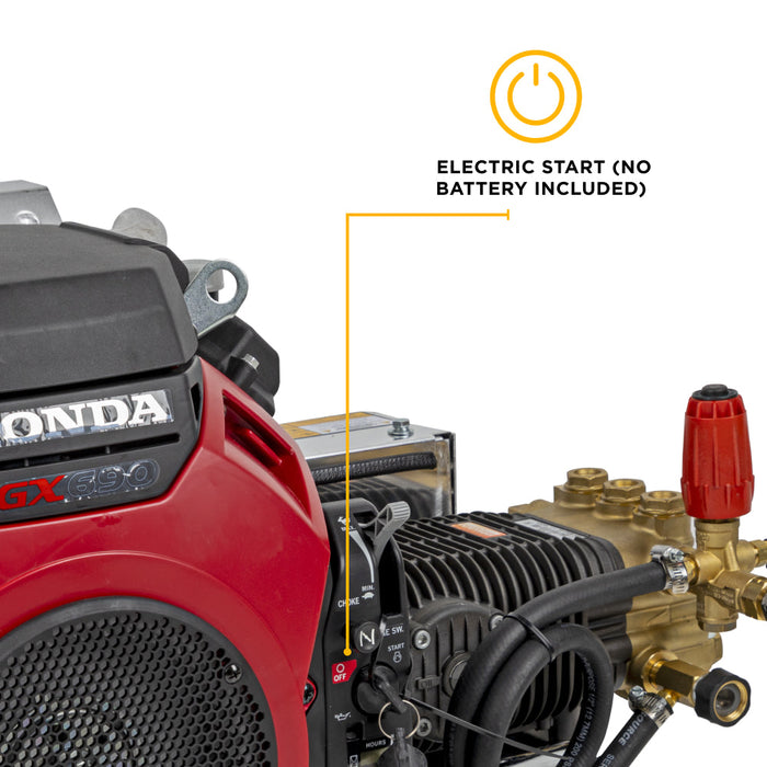 Be Power Equipment 4,000 PSI 8.2 GPM Truck Mount Cold Water Gas Pressure Washer with Honda GX690 Electric Start Engine and General Belt Drive Triplex Pump - B4024HETBGS