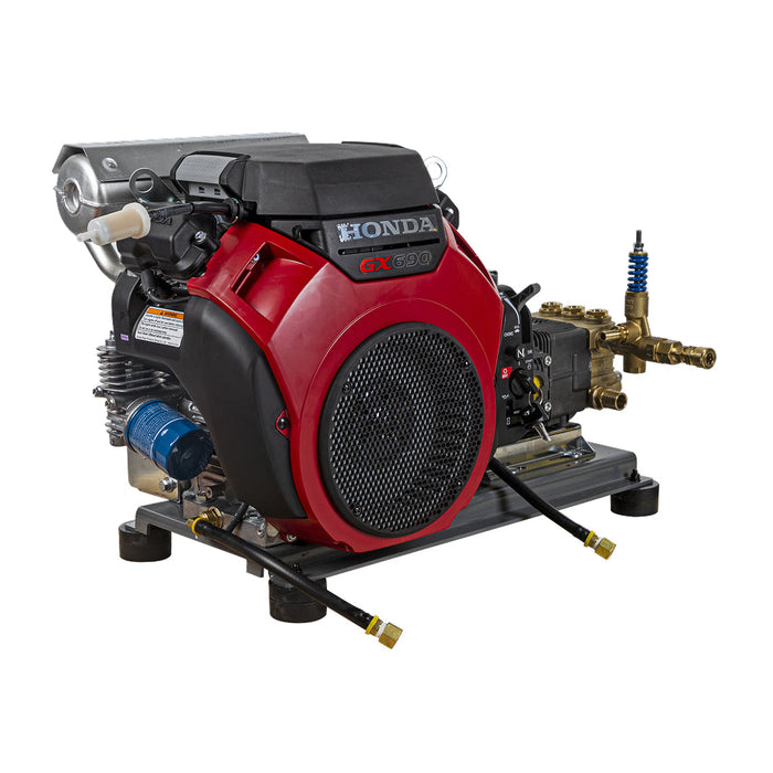 Be Power Equipment 4,000 PSI 8.2 GPM Truck Mount Cold Water Gas Pressure Washer with Honda GX690 Electric Start Engine and General Belt Drive Triplex Pump - B4024HETBGS