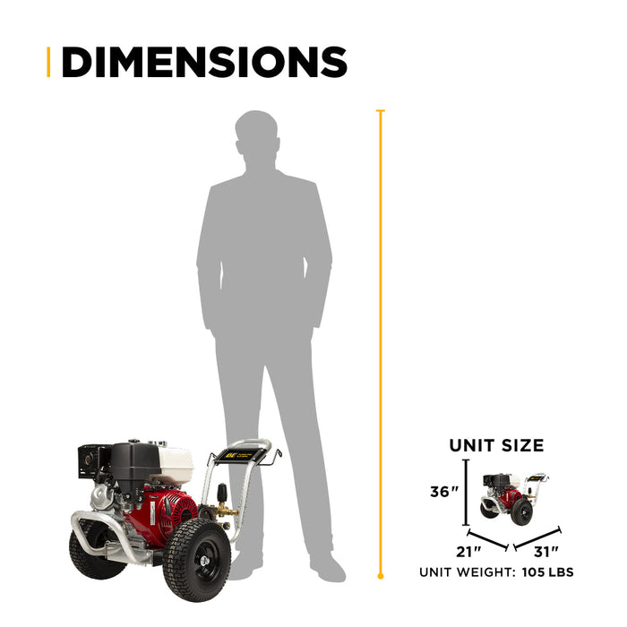 Be Power Equipment 4,200 PSI 4.2 GPM Cold Water Gas Pressure Washer with Honda GX390 Engine and CP Belt Drive Triplex Pump on Aluminum Frame B4213HABAS
