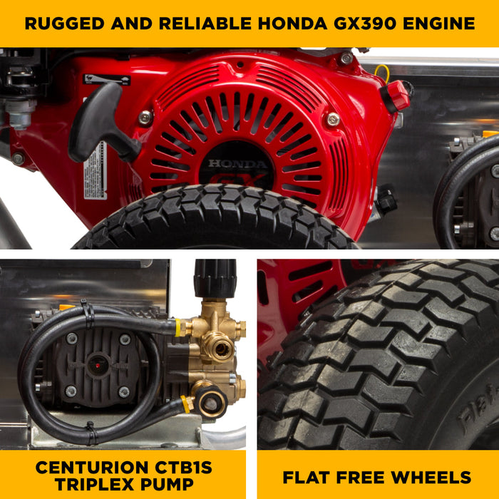 Be Power Equipment 4,200 PSI 4.2 GPM Cold Water Gas Pressure Washer with Honda GX390 Engine and CP Belt Drive Triplex Pump on Aluminum Frame B4213HABAS