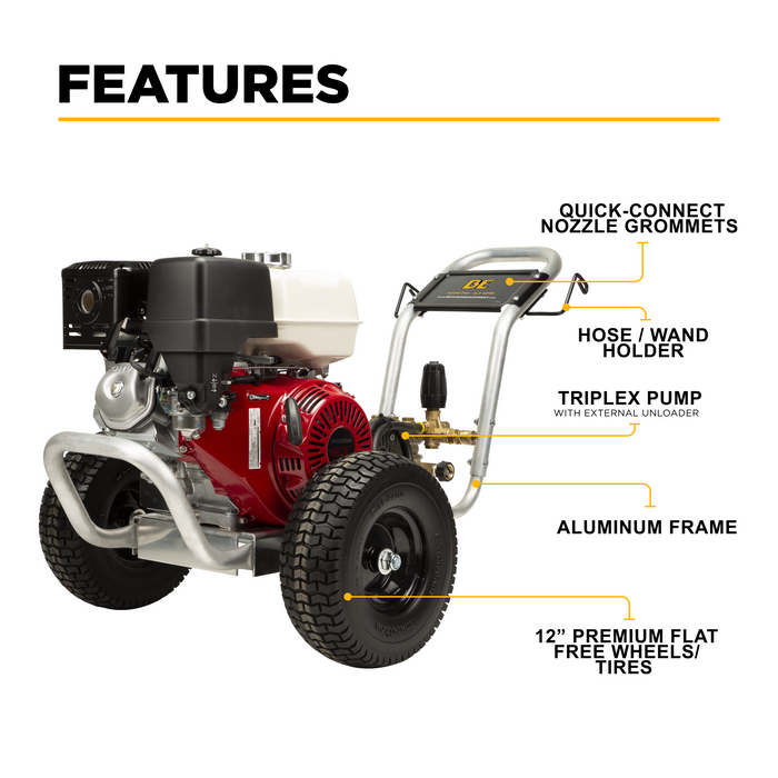 Be Power Equipment 4,200 PSI 4.2 GPM Cold Water Gas Pressure Washer - B4213HABCS