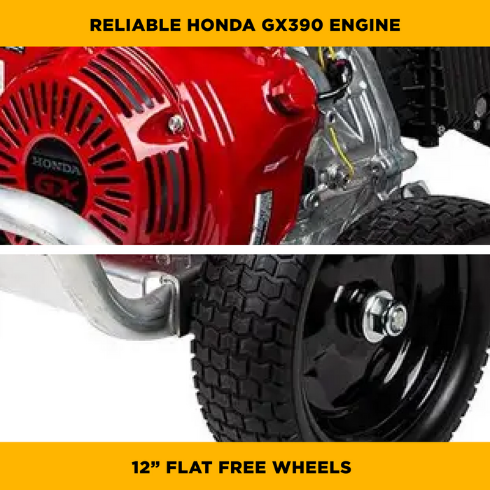 Be Power Equipment 4,200 PSI 4.2 GPM Cold Water Gas Pressure Washer Honda GX390 Engine and General Triplex Pump on Aluminum Frame - B4213HAGS
