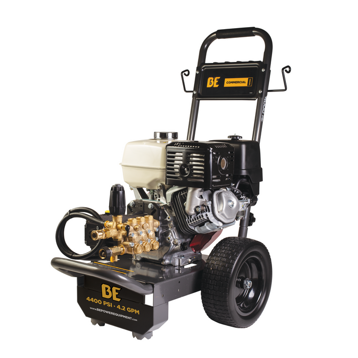 Be Power Equipment 4,200 PSI 4.2 GPM Cold Water Gas Pressure Washer Honda GX390 Engine and General Triplex External Unloader Pump - B4213HGS