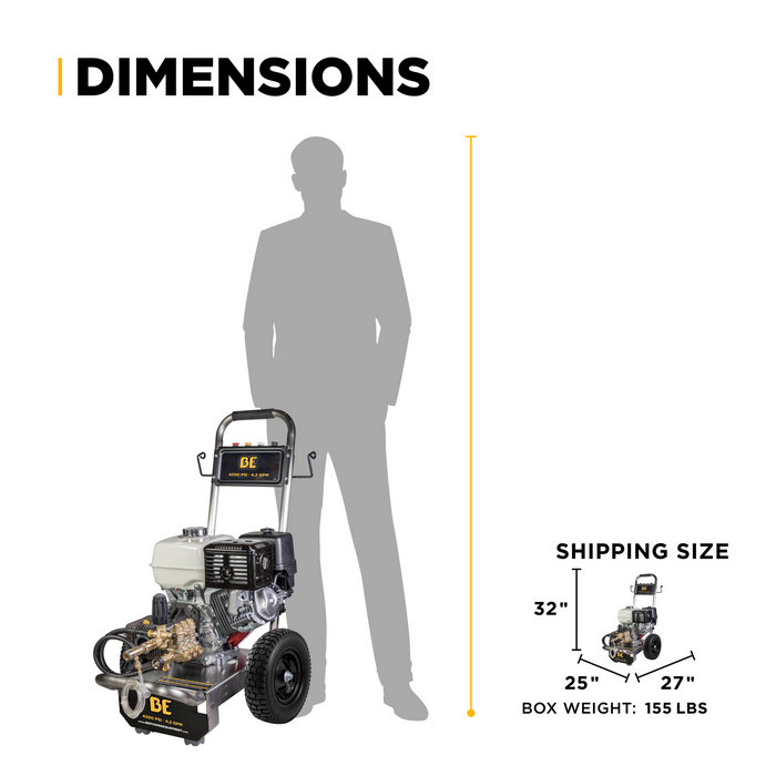 Be Power Equipment 4,200 PSI 4.2 GPM Cold Water Gas Pressure Washer - B4213HSCS