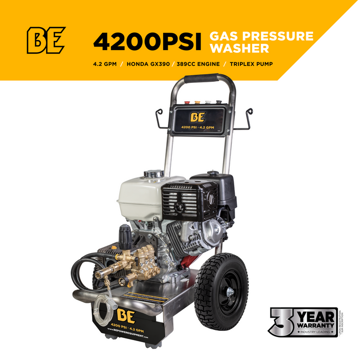 Be Power Equipment 4,200 PSI 4.2 GPM Cold Water Gas Pressure Washer - B4213HSCS
