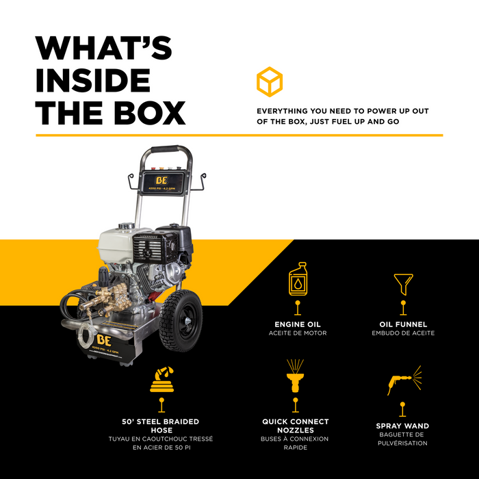 Be Power Equipment 4,200 PSI 4.2 GPM Cold Water Gas Pressure Washer - B4213HSCS