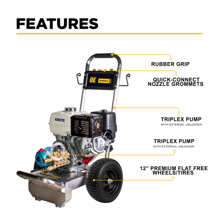 Be Power Equipment 4,200 PSI 4.2 GPM Cold Water Gas Pressure Washer - B4213HSJ