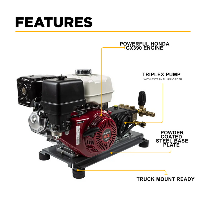 Be Power Equipment 4,200 PSI 4.2 GPM Truck Mount Cold Water Gas Pressure Washer - B4213HTBGS