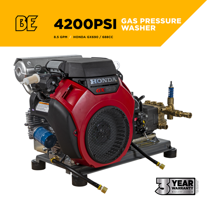 Be Power Equipment 4,200 PSI 8.5 GPM Cold Water Gas Pressure Washer - B4224HETBAS