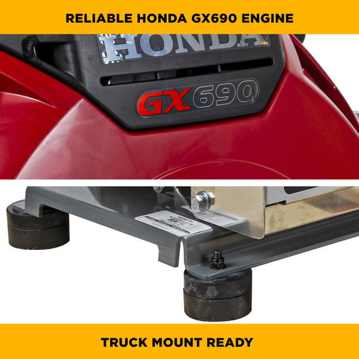 Be Power Equipment 5,100 PSI 5.5 GPM Truck Mount Cold Water Gas Pressure Washer with Honda GX690 Electric Start Engine and CP Belt Drive Triplex Pump - B5024HETBAS