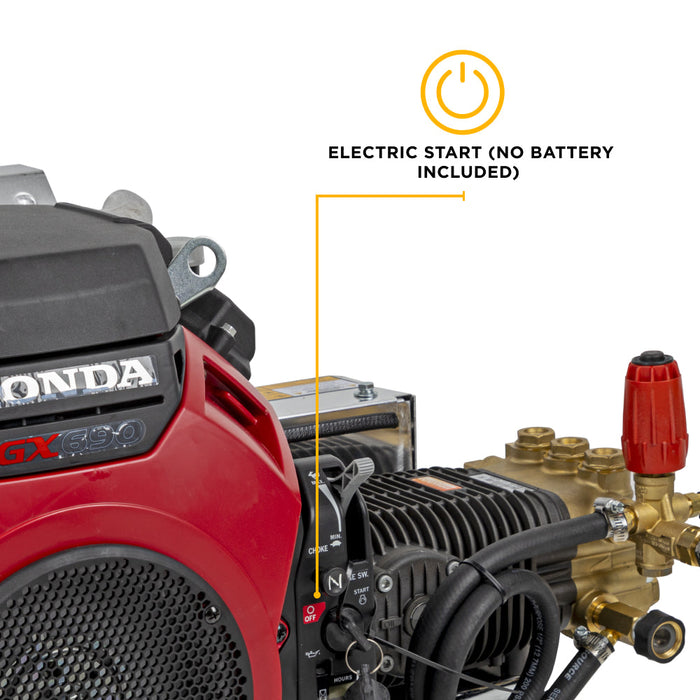 Be Power Equipment 5,100 PSI 5.5 GPM Truck Mount Cold Water Gas Pressure Washer with Honda GX690 Electric Start Engine and CP Belt Drive Triplex Pump - B5024HETBAS