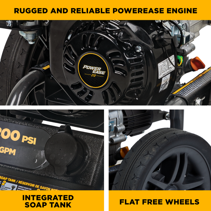 Be Power Equipment 3,400PSI 2.5GPM Cold Water Gas Pressure Washer Powerease 223cc Engine and CP Axial Pump - BE3475PX