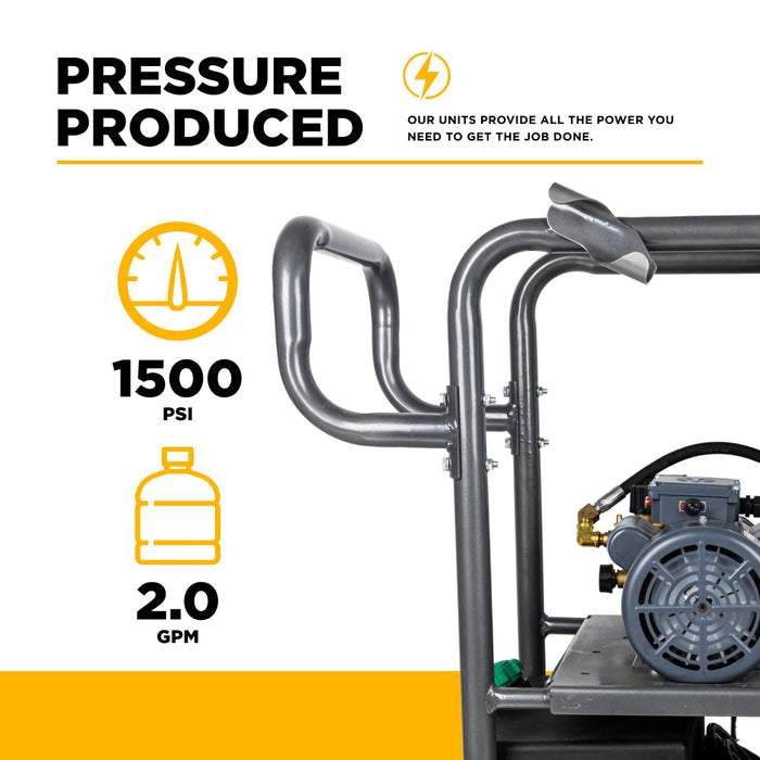Be Power Equipment 1,500 PSI 2.0 GPM Hot Water Pressure Washer with TechTop Motor and CP Triplex Pump - HW152EA
