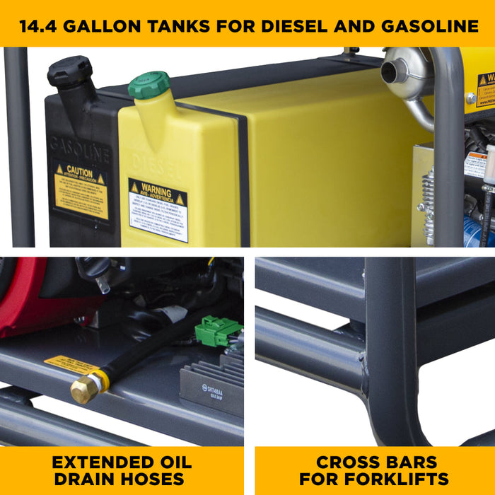 Be Power Equipment 3,000 PSI 8.0GPM Hot Water Pressure Washer with Honda GX690 Engine and General Triplex Pump - HW3024HG12V