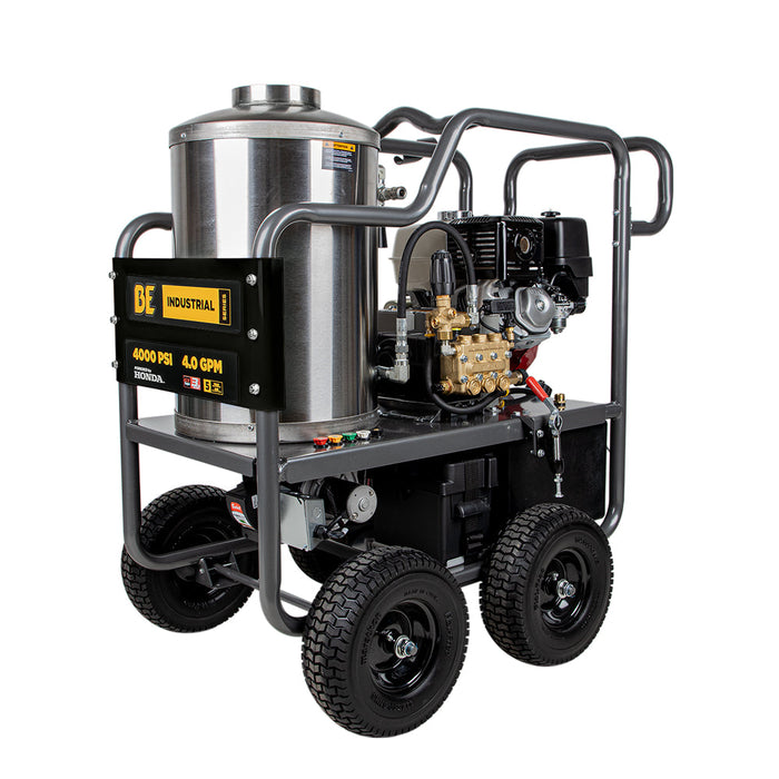 Be Power Equipment 4,000 PSI - 4.0 GPM Hot Water Pressure Washer with Honda GX390 Engine and Belt Driven General Triplex Pump - HW4013HBG